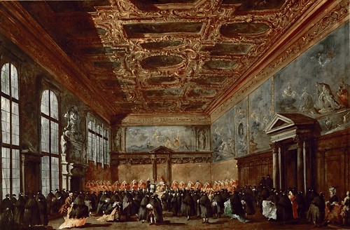 Tranh Francesco Guardi - Tổng trấn Venice tổ chức buổi tiếp kiến ​​tại Sala del Collegio trong Cung điện Doge